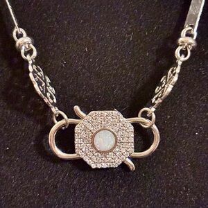 Melania Clara Silver Filigree Opal Necklace